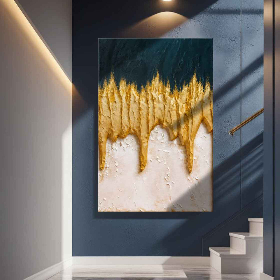 Abstract Blue And Gold Wall Art