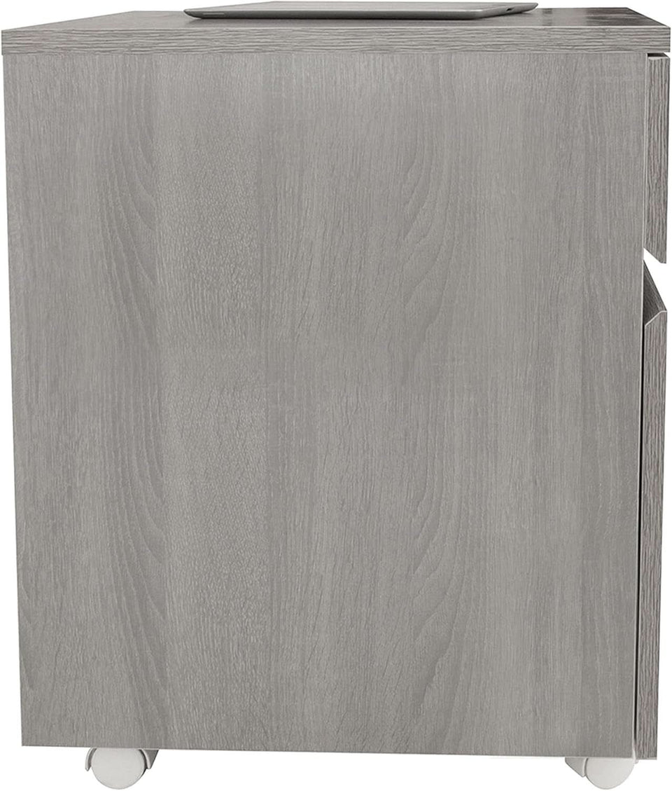 Grey Rolling Locking Two Drawer Vertical Filing Cabinet