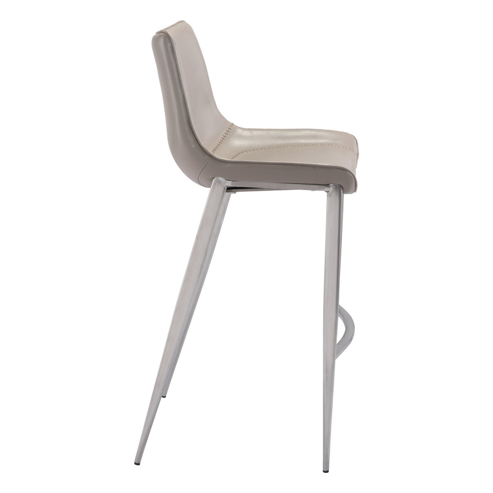 Magnus Barstool (Set of 2) Brown & Silver