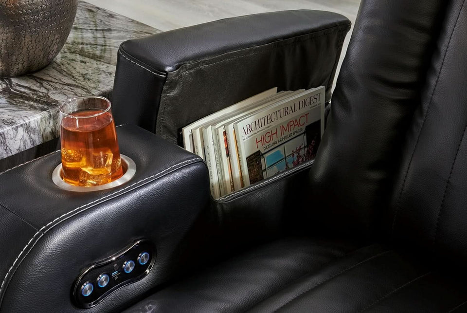 Caveman Den Power Recliner Chair Black With USB Ports