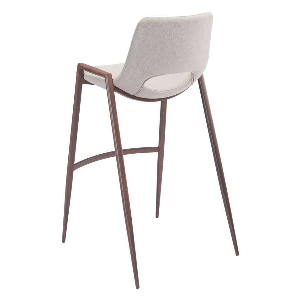 Desi Barstool (Set of 2) Beige & Walnut