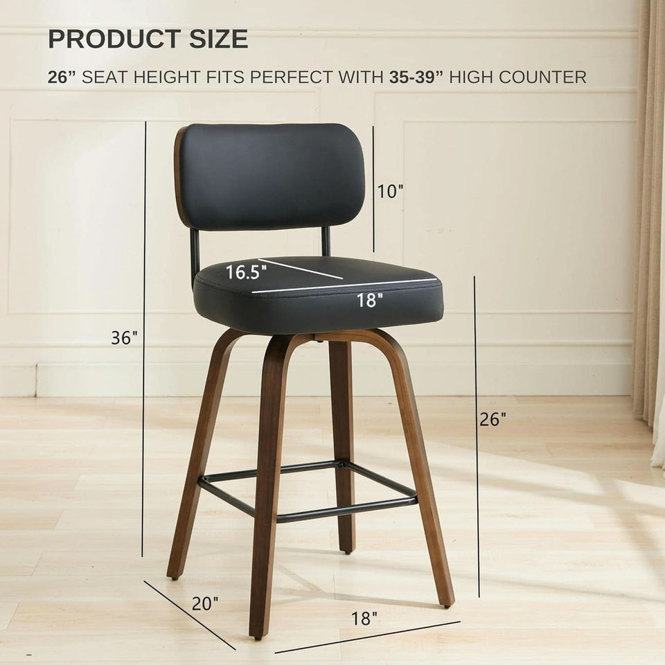 Swivel Bar Stools Set Of 4 26 Inch Counter Height Black
