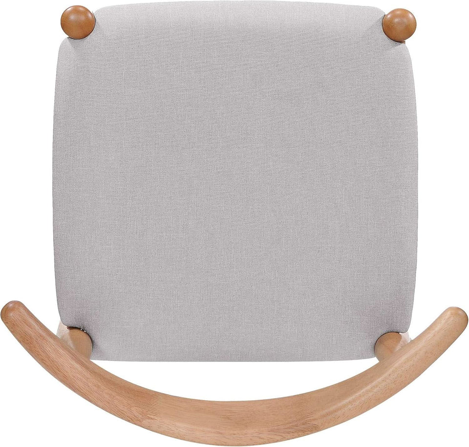 Beige Fabric Dining Chairs With Oak Finish 2 Pack Set