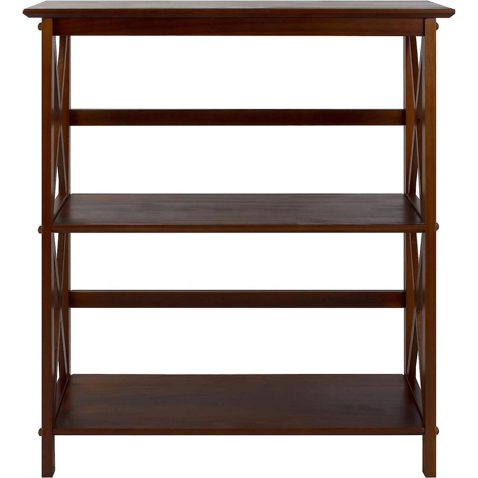 Shelf Bookcase With X Design Three Shelf Storage For Books