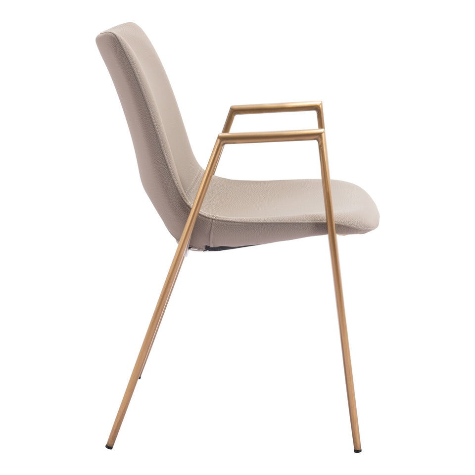 Desi Dining Chair (Set of 2) Beige & Gold