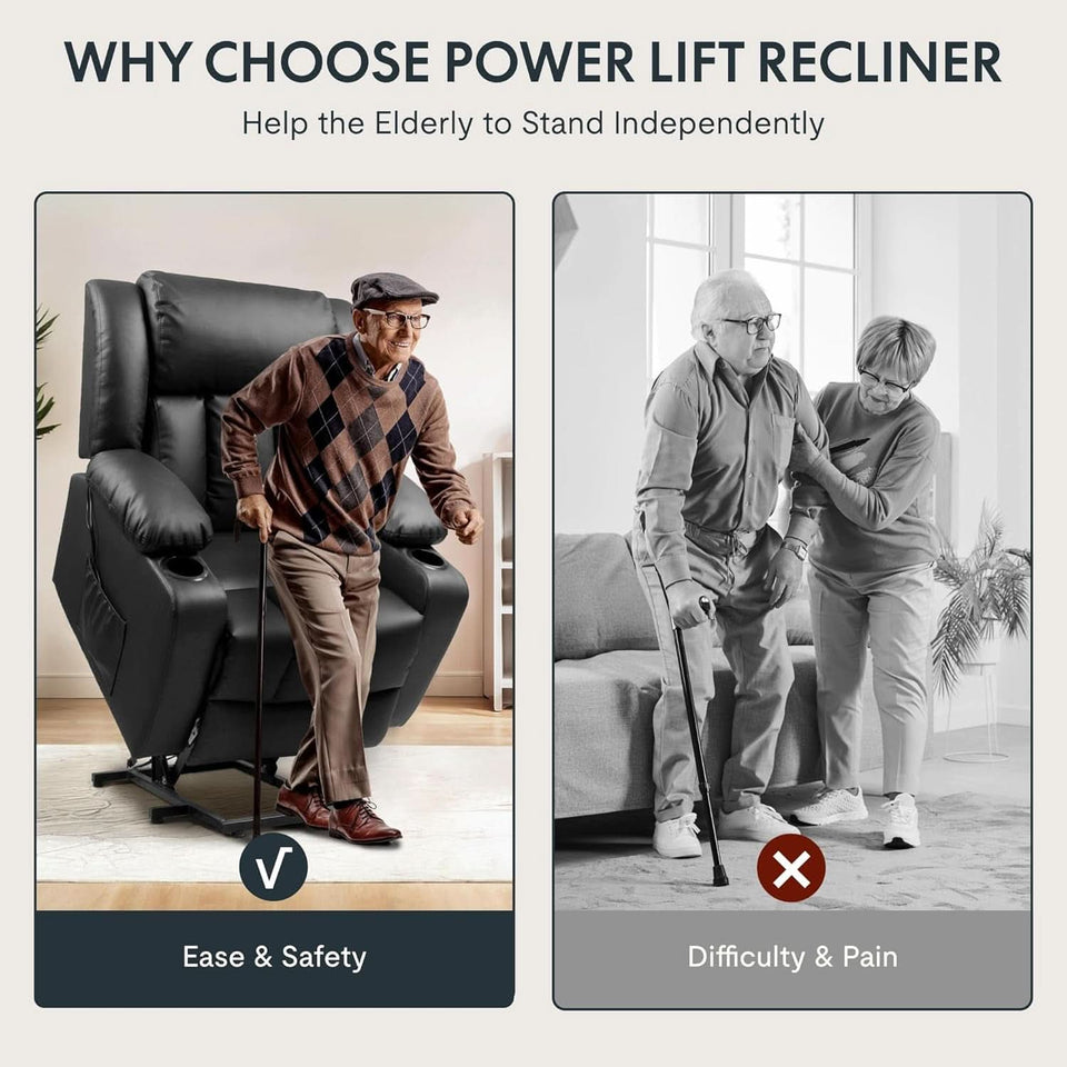 XL31 Power Lift Recliner For Elderly Black Massage