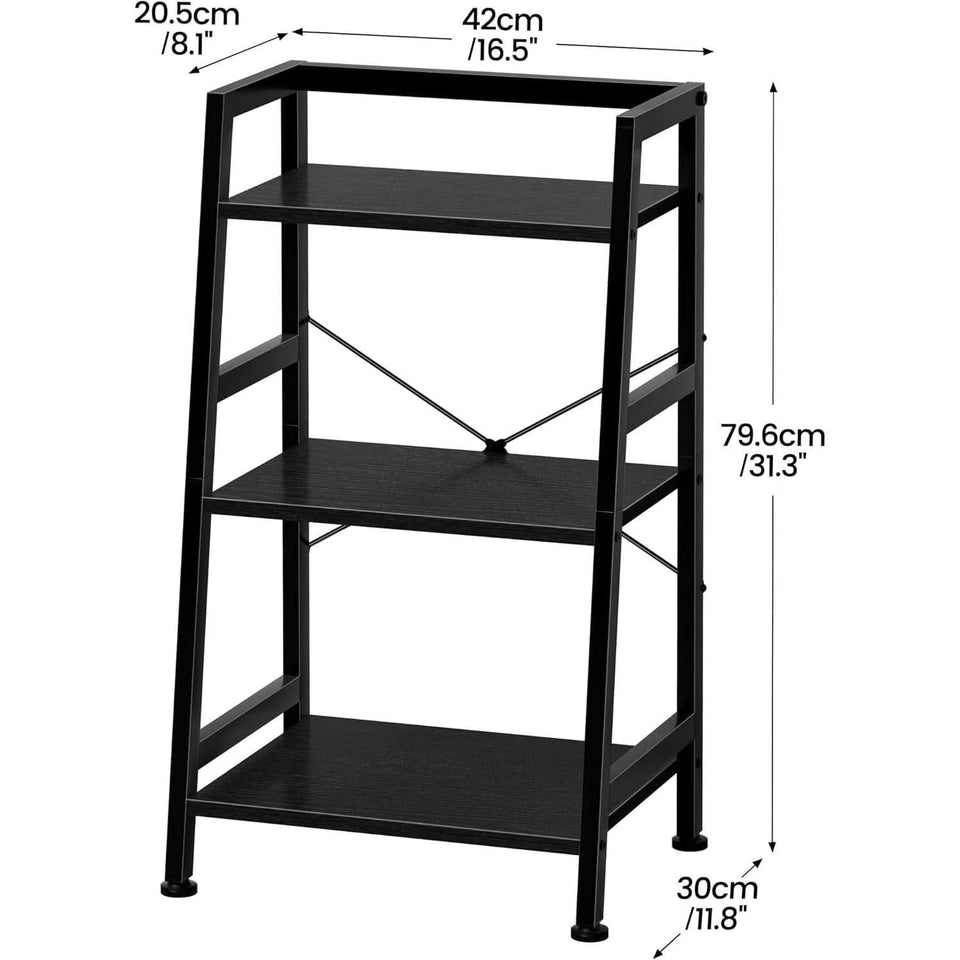 3 Tier Bookshelf Black Steel Frame For Living Room