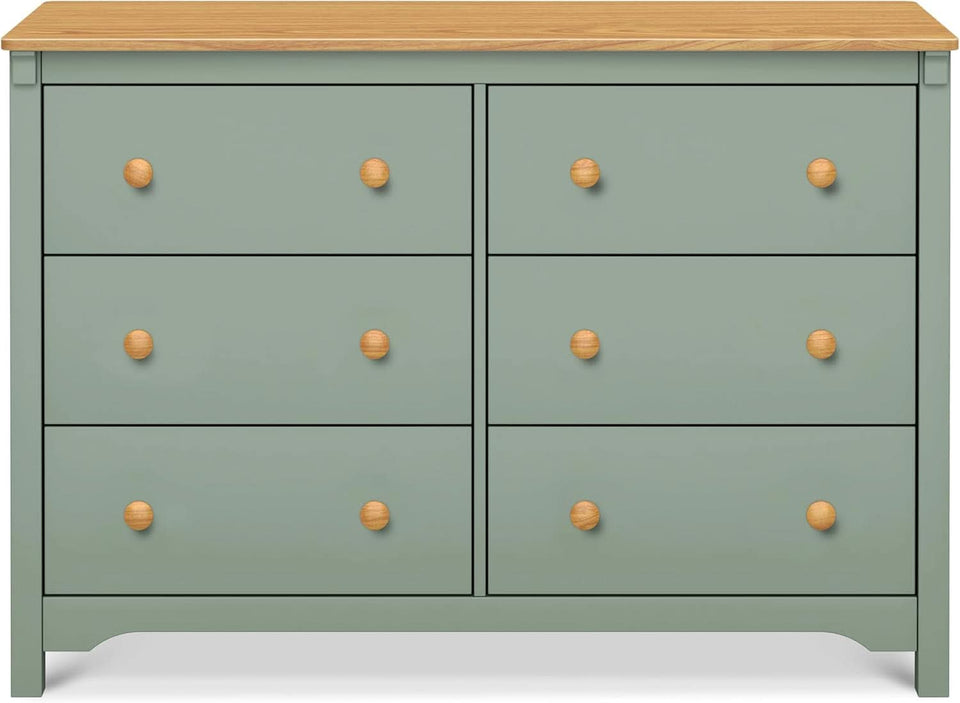 Shea Six Drawer Dresser Light Sage And Honey For Nursery