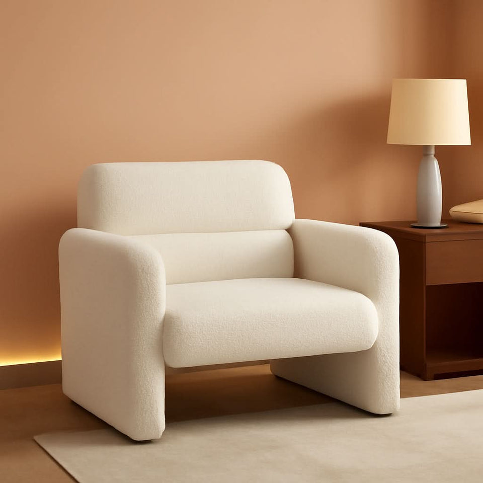 33Inch Sherpa Upholstered Accent Chair With Armrests