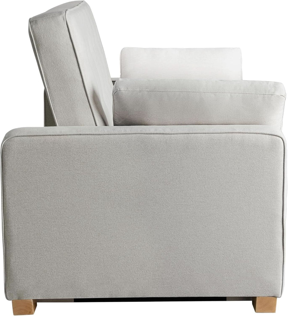 Queen Size Convertible Sleeper Sofa Oyster Upholstery