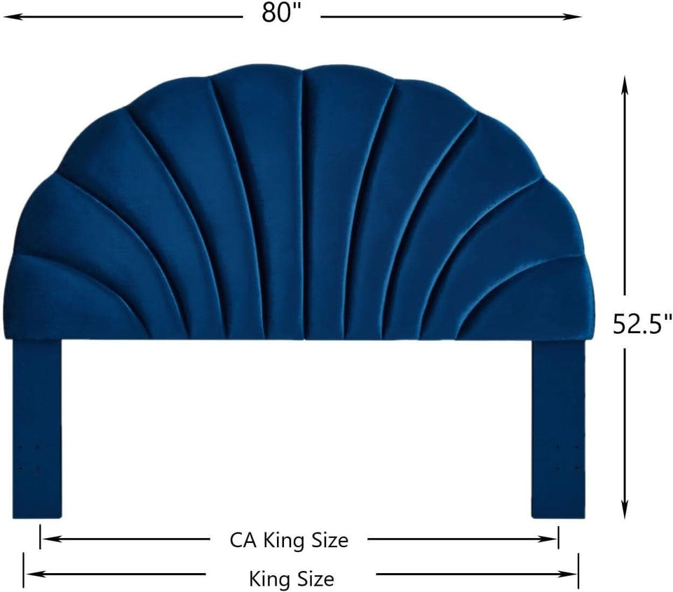Elegant Crown Design Upholstered Velvet King Headboard