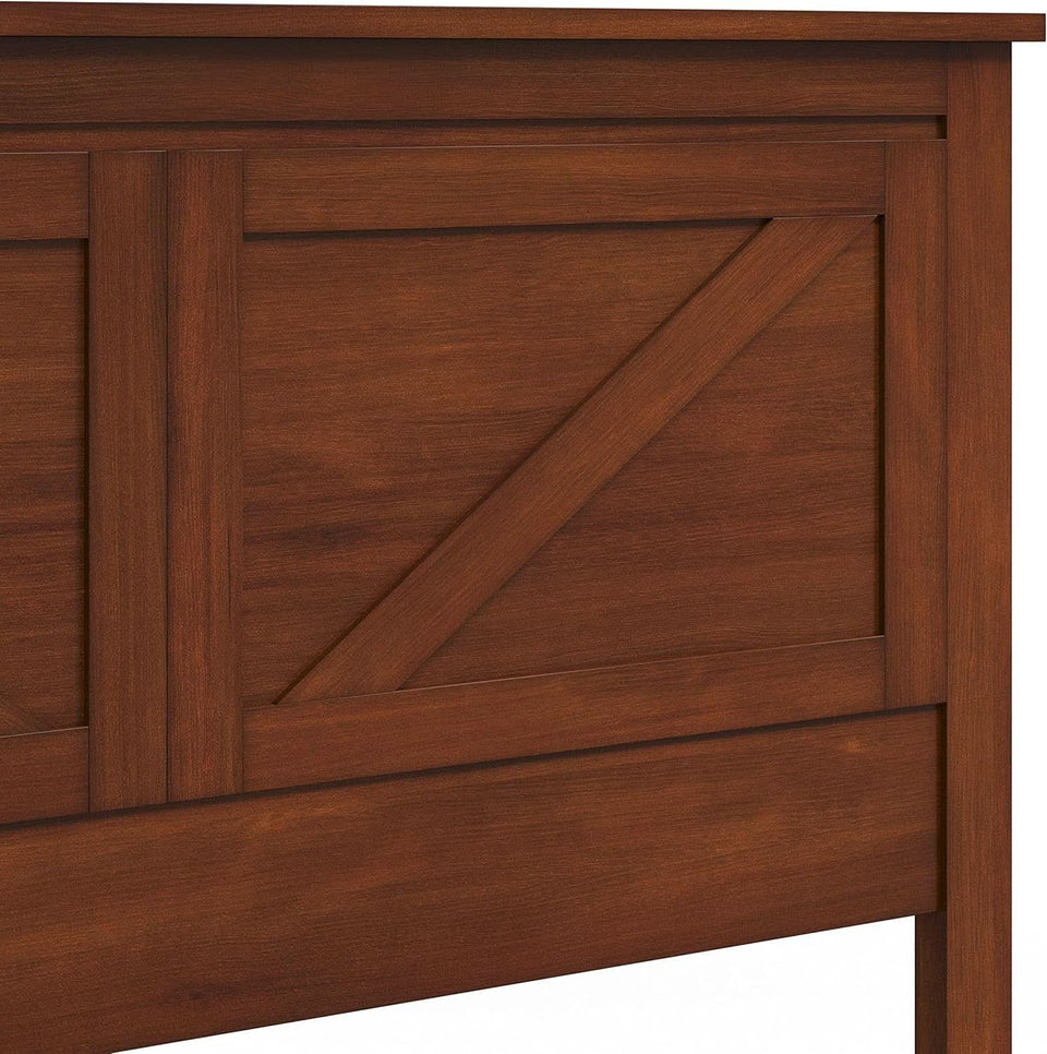 Farmhouse Style Cherry Wood Panel Headboard for Bedrooms