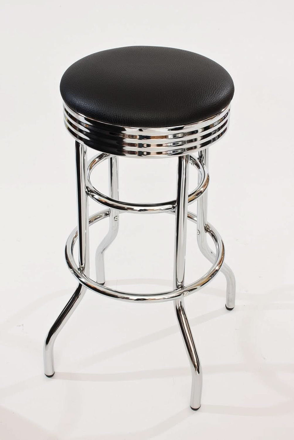 Heavy Duty Backless Swivel Bar Stools with Faux Leather