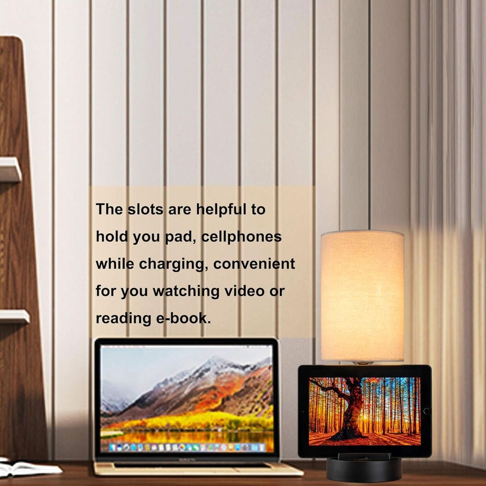 Table Lamp With 3 USB Ports And AC Outlet For Bedroom