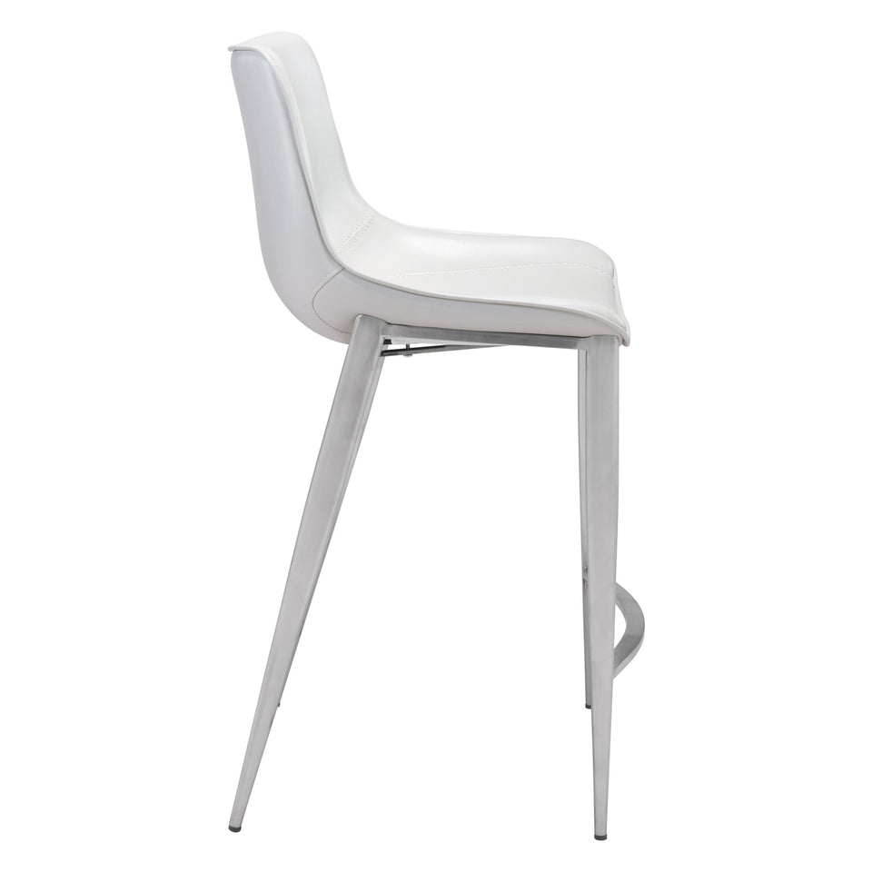 Magnus Counter Stool (Set of 2) White & Silver