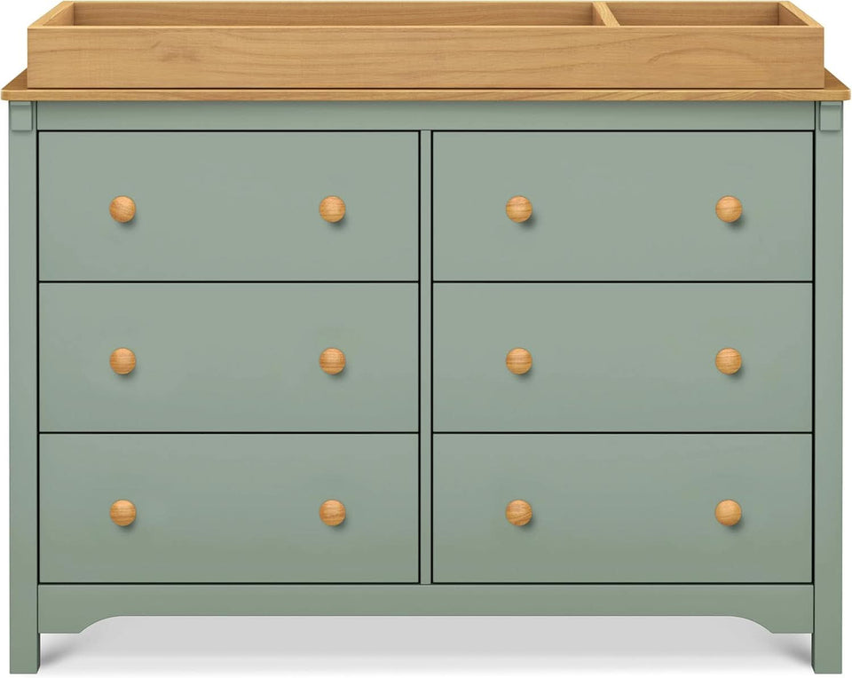Shea Six Drawer Dresser Light Sage And Honey For Nursery