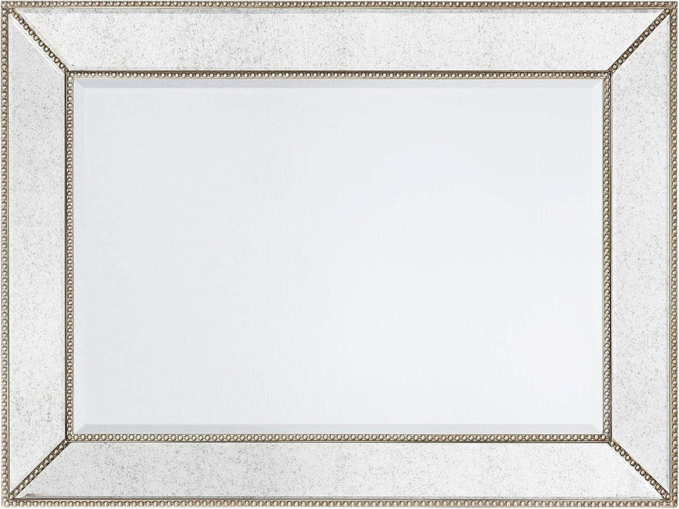 Champagne Bead Beveled Wall Mirror 40 X 30 Solid Wood Frame