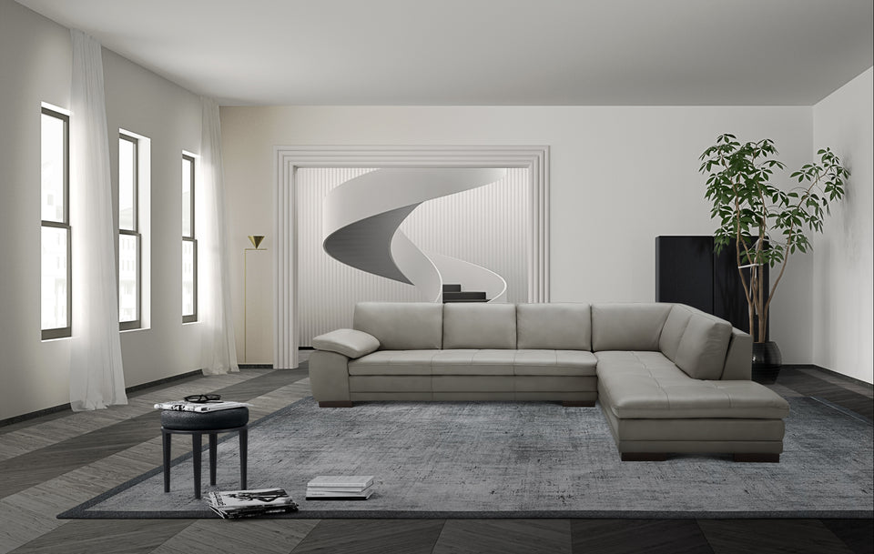 625 Italian Leather Ottoman Only in Grey
