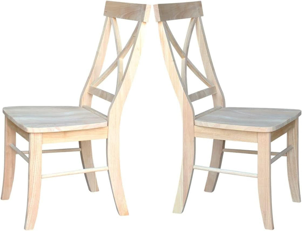 X Back Dining Chairs Set Of 2 In Unfinished Parawood