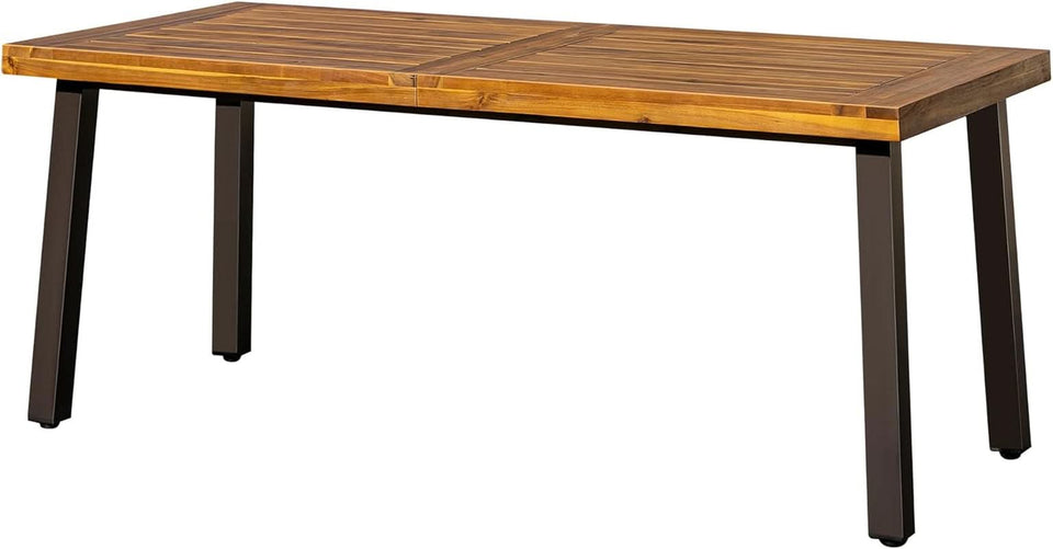Acacia Wood Dining Table For 6 With Iron Legs IndoorOutdoor