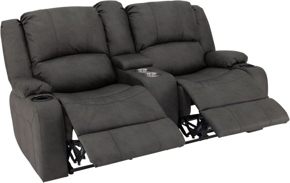 67 Inch Powered Wall Hugger Recliner Sofa Gunmetal Fabric