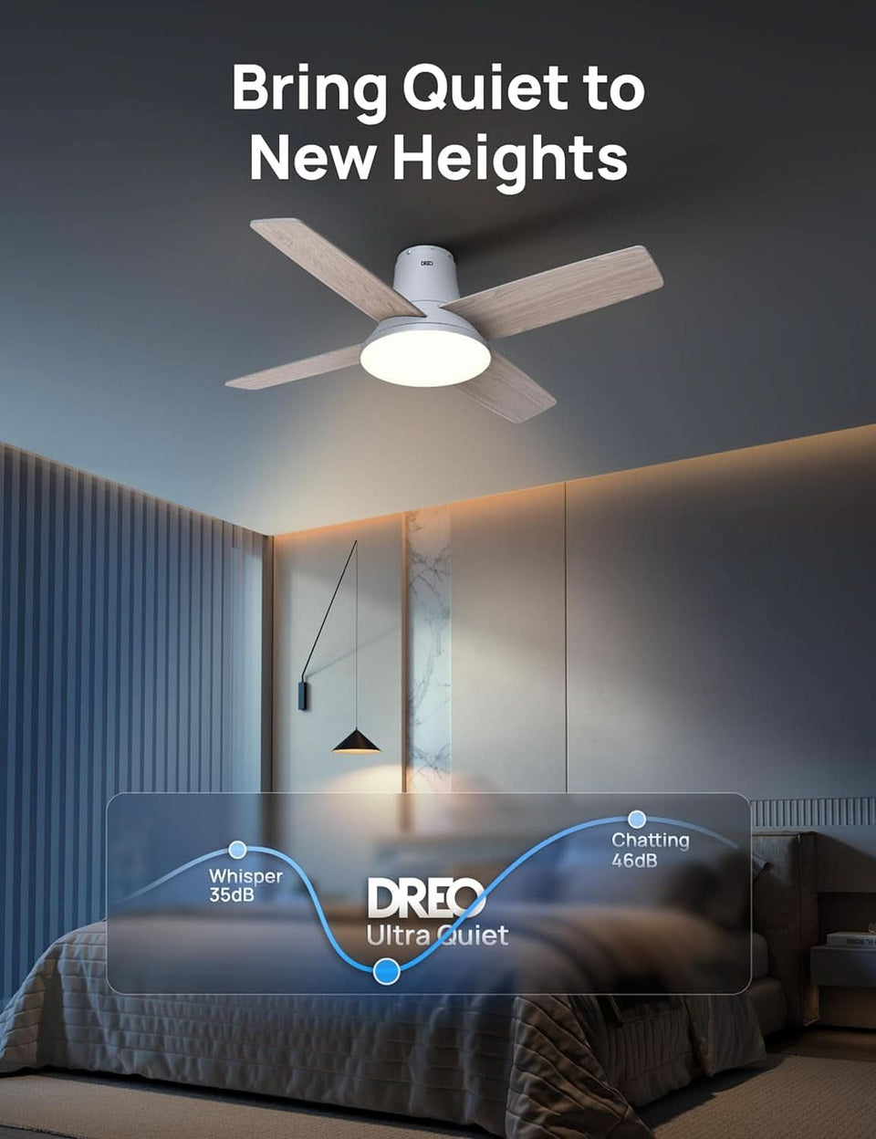 44 Inch Ceiling Fan With Lights White Remote Control