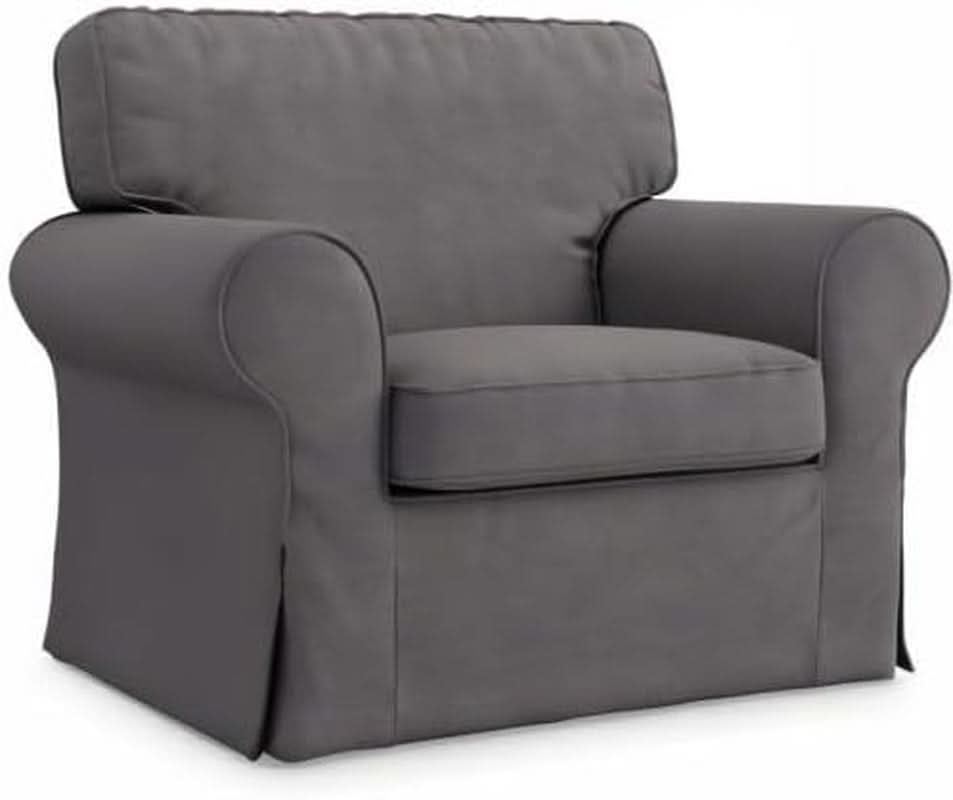 Ektorp Armchair Cotton Slipcover Dark Grey Replacement For IKEA Ektorp Chair
