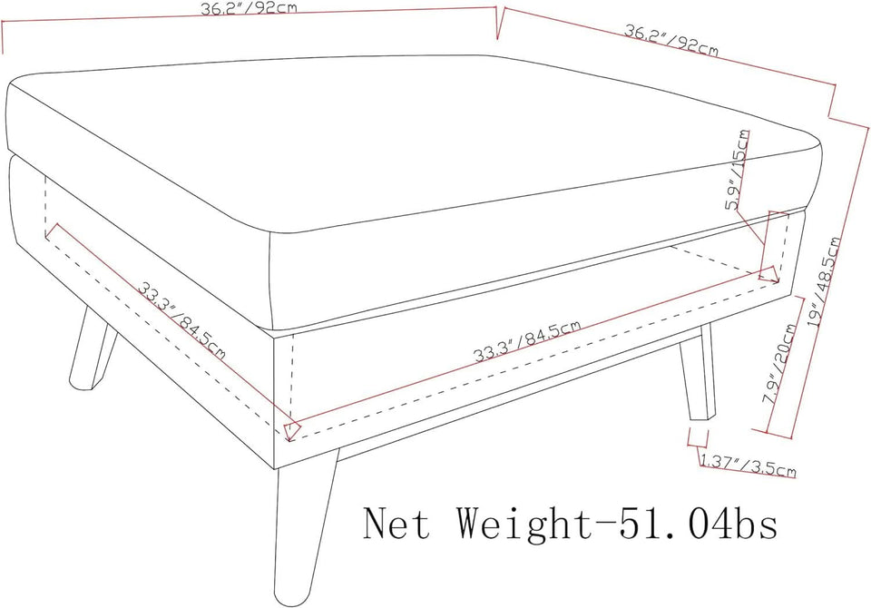 Owen 36Inches Wide Mid Century Storage Coffee Table