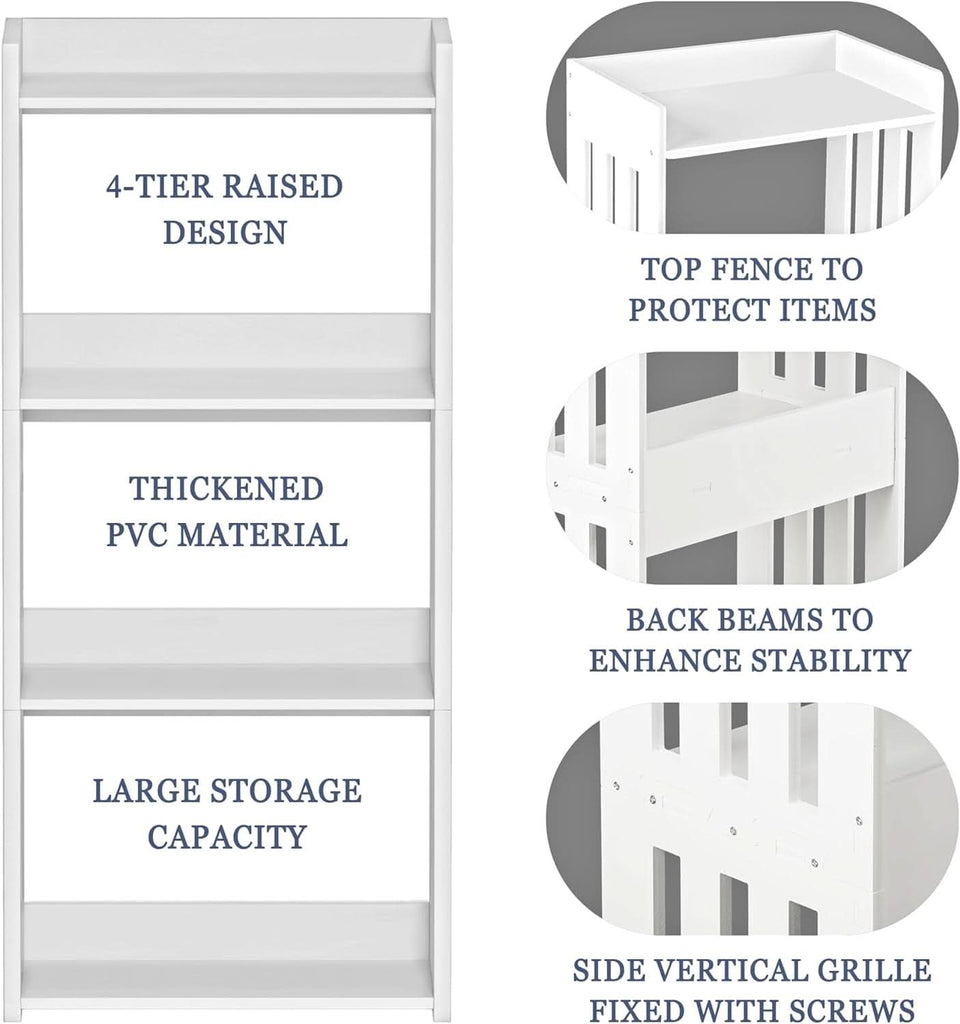 4 Tier White Bookshelf Ideal For Small Spaces Storage Room