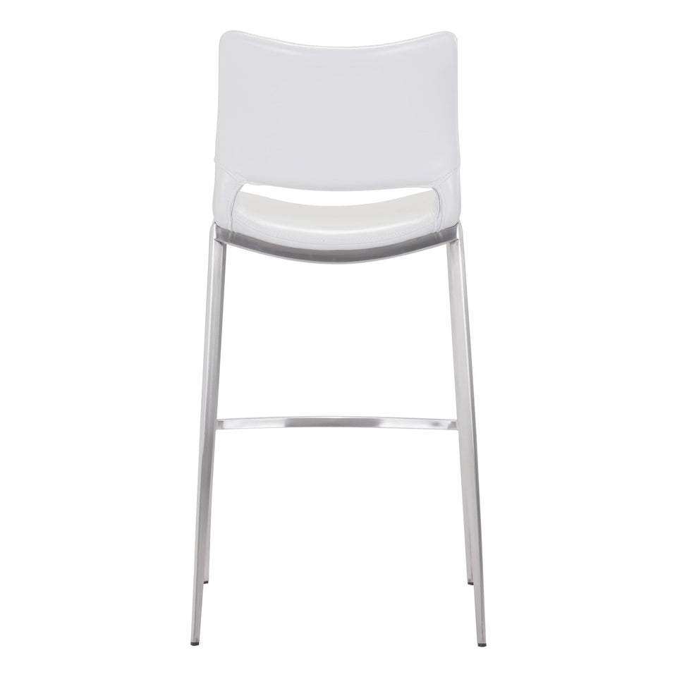 Ace Barstool (Set of 2) White & Silver