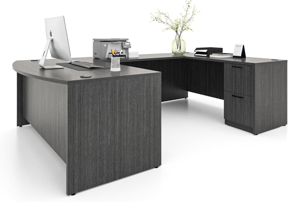 67 Inch U Shaped Executive Desk With 2 Storage Cabinets
