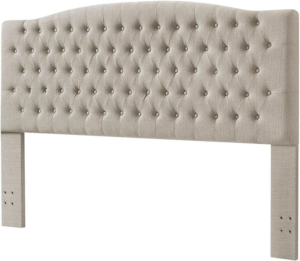 Linen Upholstered Tufted King Headboard for Stylish Comfort