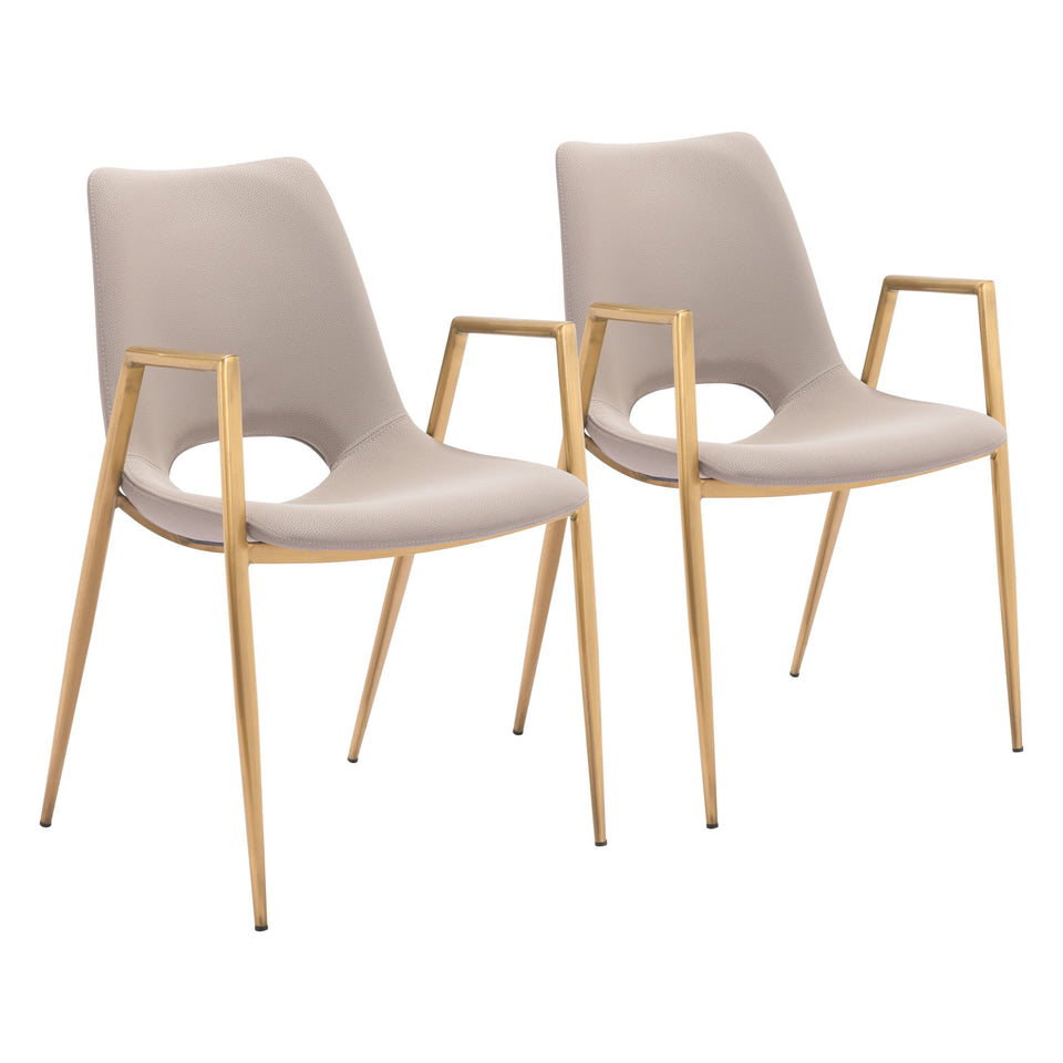 Desi Dining Chair (Set of 2) Beige & Gold