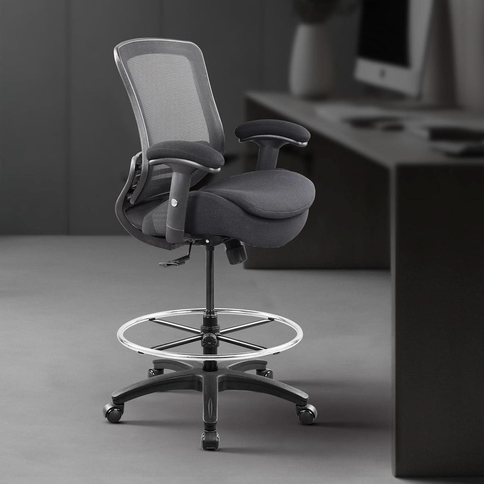 400Lbs Ergonomic Drafting Chair Adjustable Foot Ring