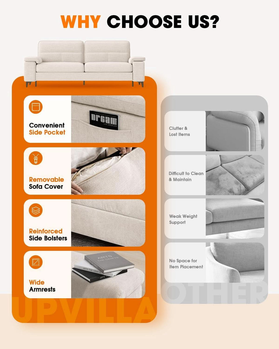 Beige Loveseat With Removable Cover For Living Room