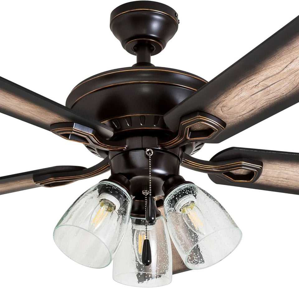 52 Inch Farmhouse LED Ceiling Fan Oil Rubbed Bronze