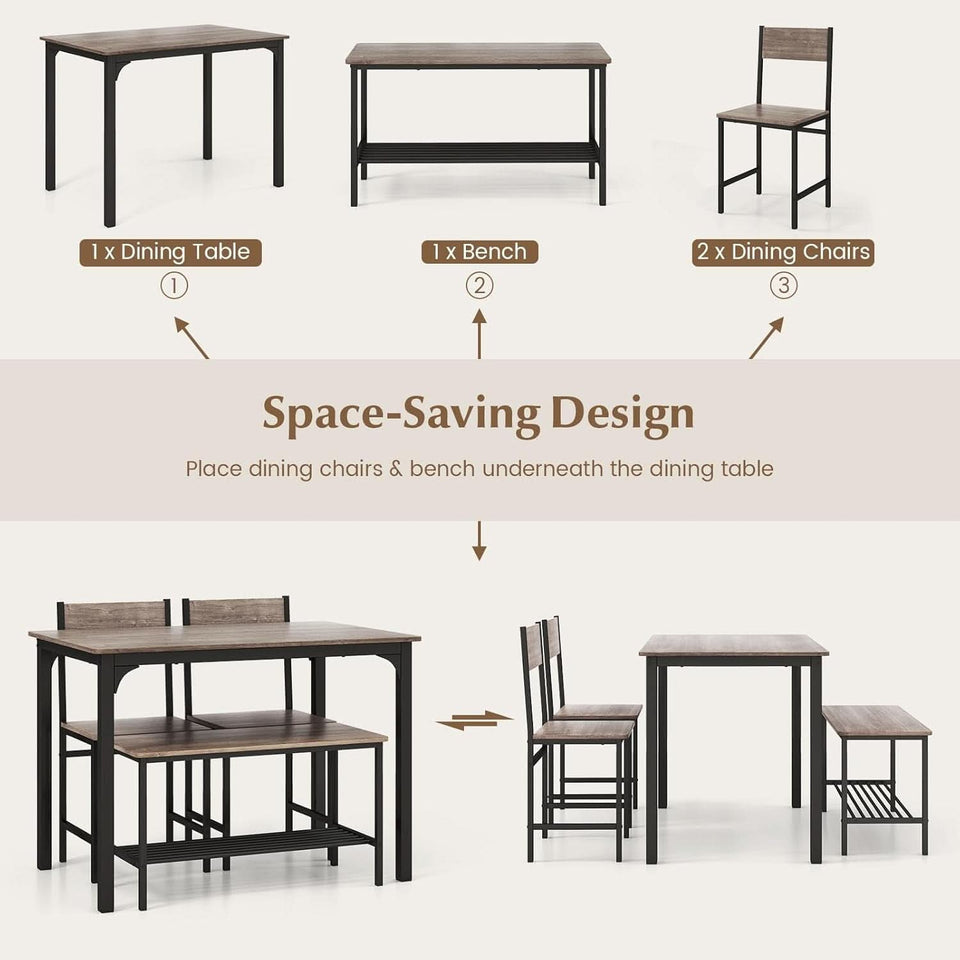 Stainless Steel Space Saving Dining Room Table Set Four