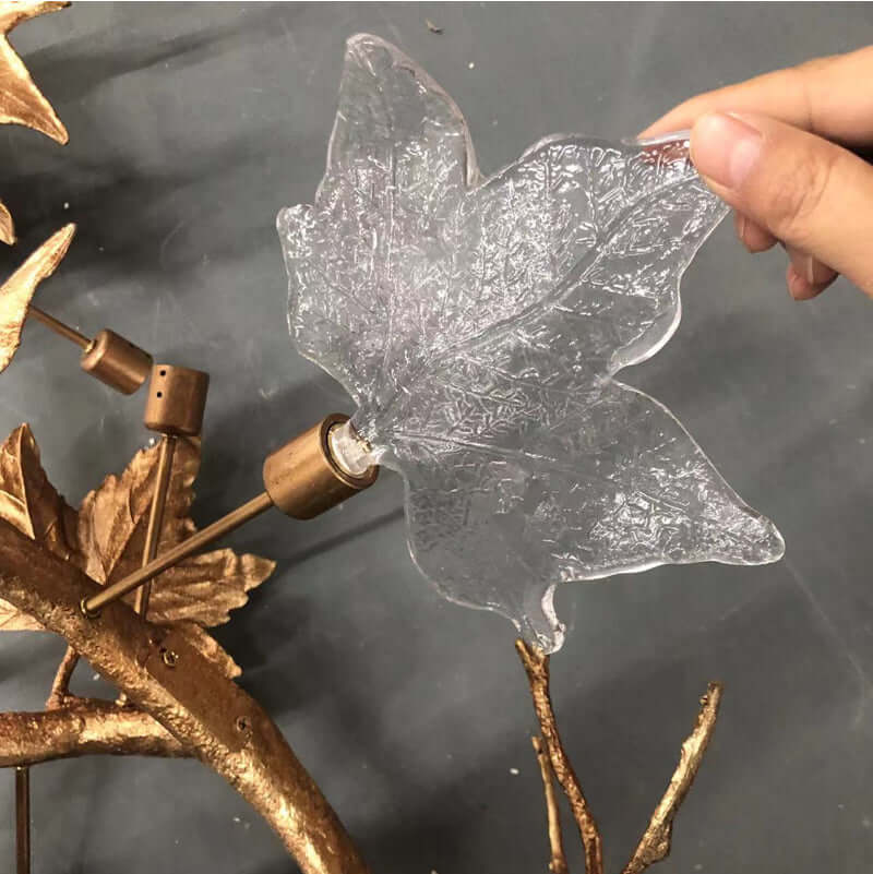 Maple Leaf Brass Biophilic Wall Sconce