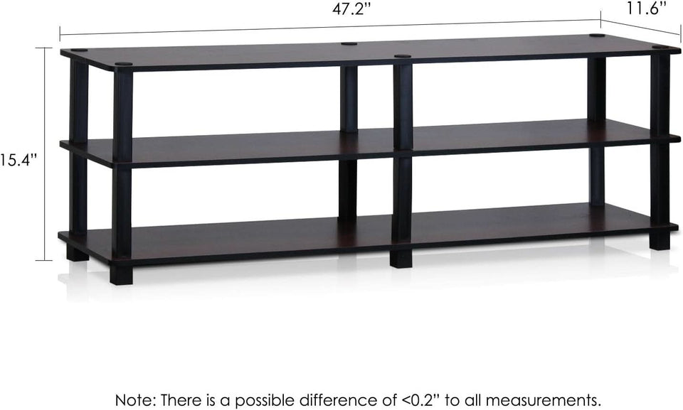 Turn-S-Tube No Tools 3-Tier TV Stand Dark Cherry And Black