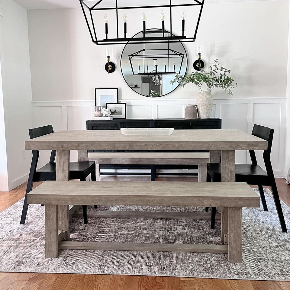 72 Inch Farmhouse Solid Wood Dining Table Rectangular Kitchen Table