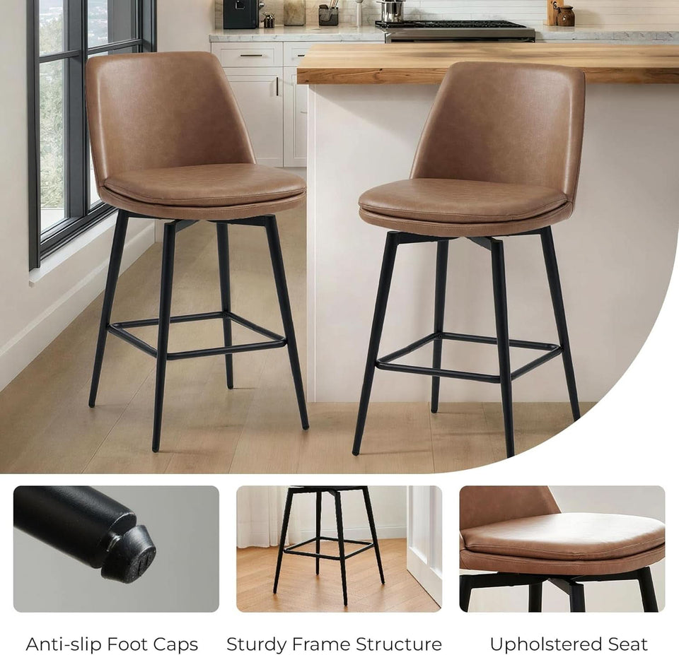Counter Height Swivel Barstools Set of Four Stylish Comfort
