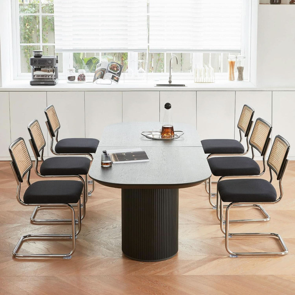 Black Chrome Rattan Midcentury Cesca Dining Chairs
