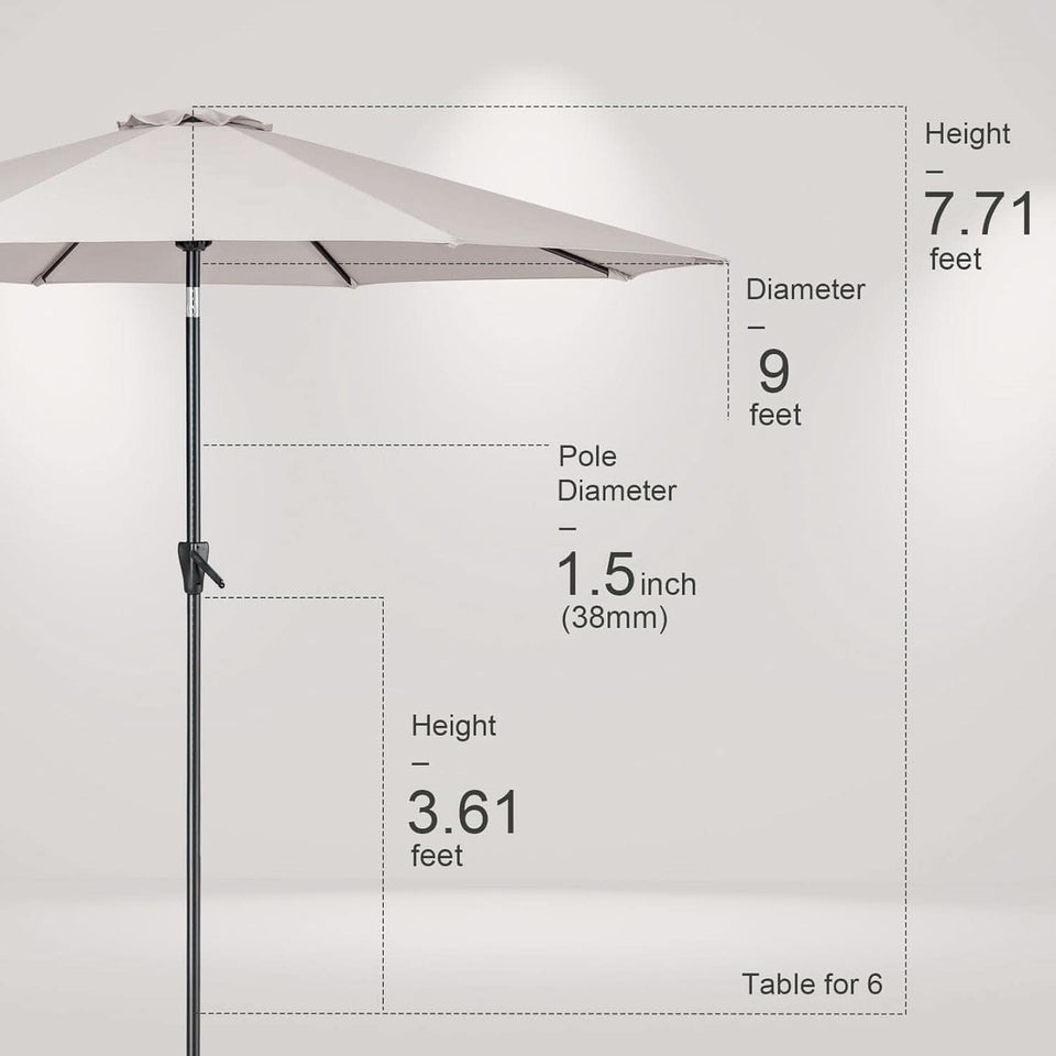 Large Patio Market Outdoor Umbrella With Push Button Tilt