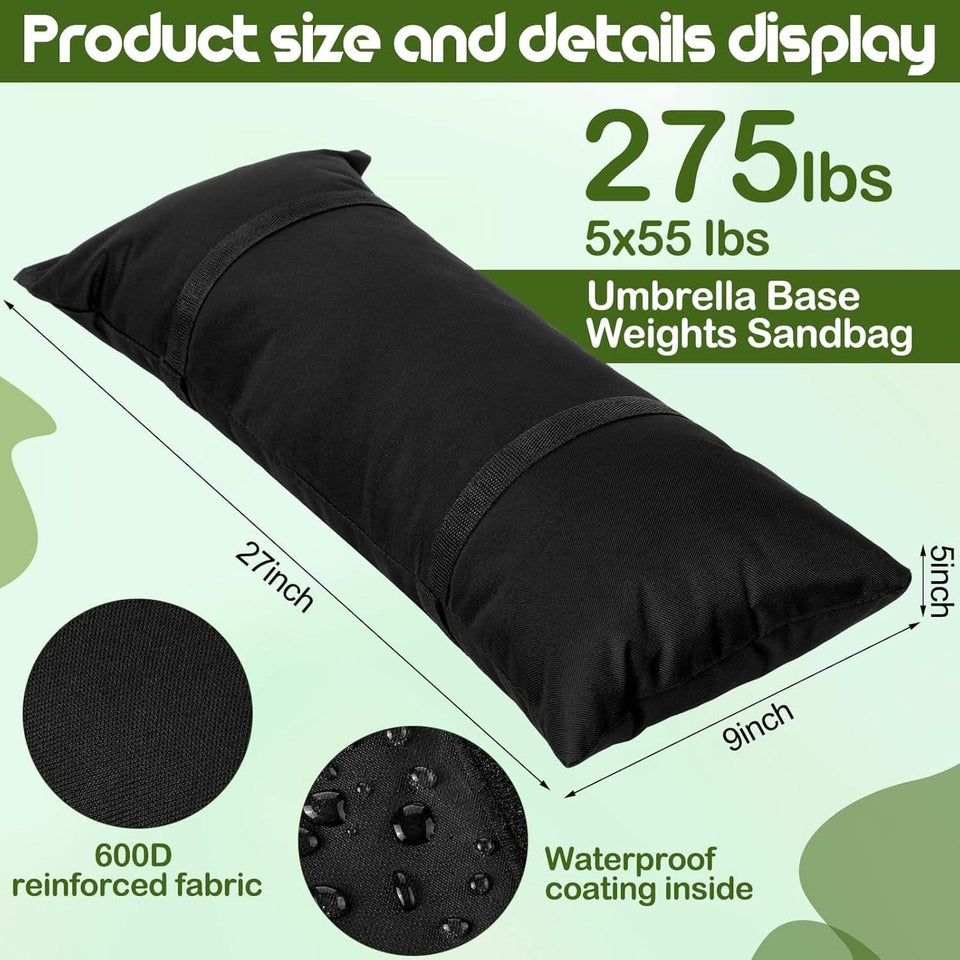 5 Pack 55 Pound Fillable Sandbags Outdoor Umbrella Bases