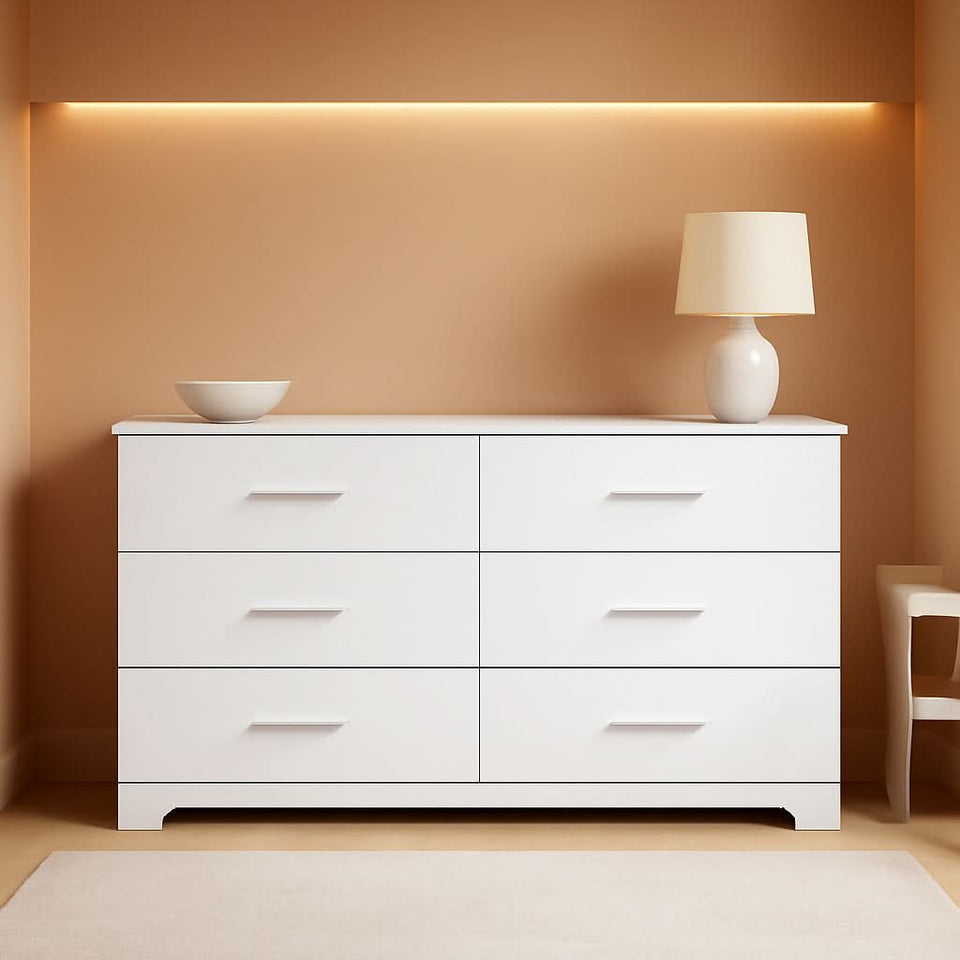White 6 Drawer Dresser For Kids With GREENGUARD Gold Safety Kit