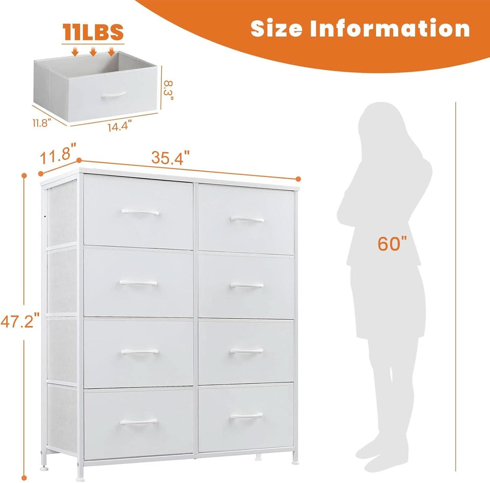 Fabric Dresser With Eight Compartment Bins WoodenTop