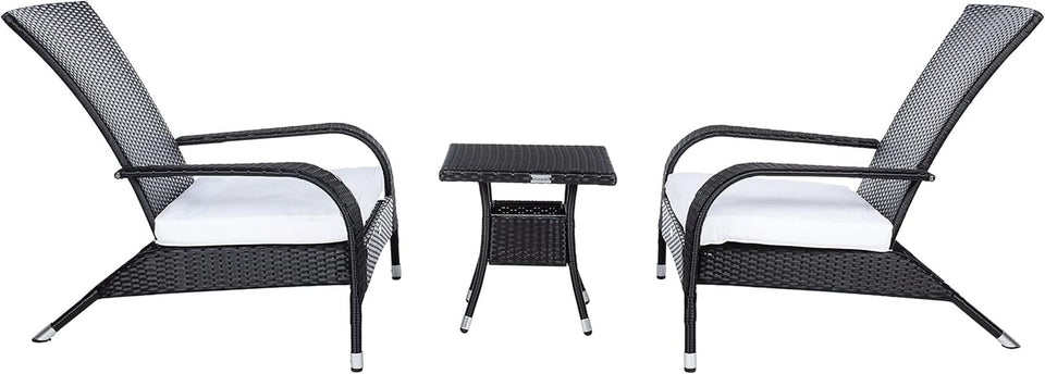 Outdoor Edna Black White Cushion 3 Piece Patio Lounge Set