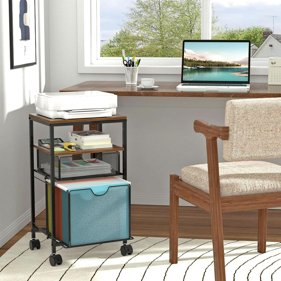 Rolling File Cart With Sliding Drawer For A4 Files