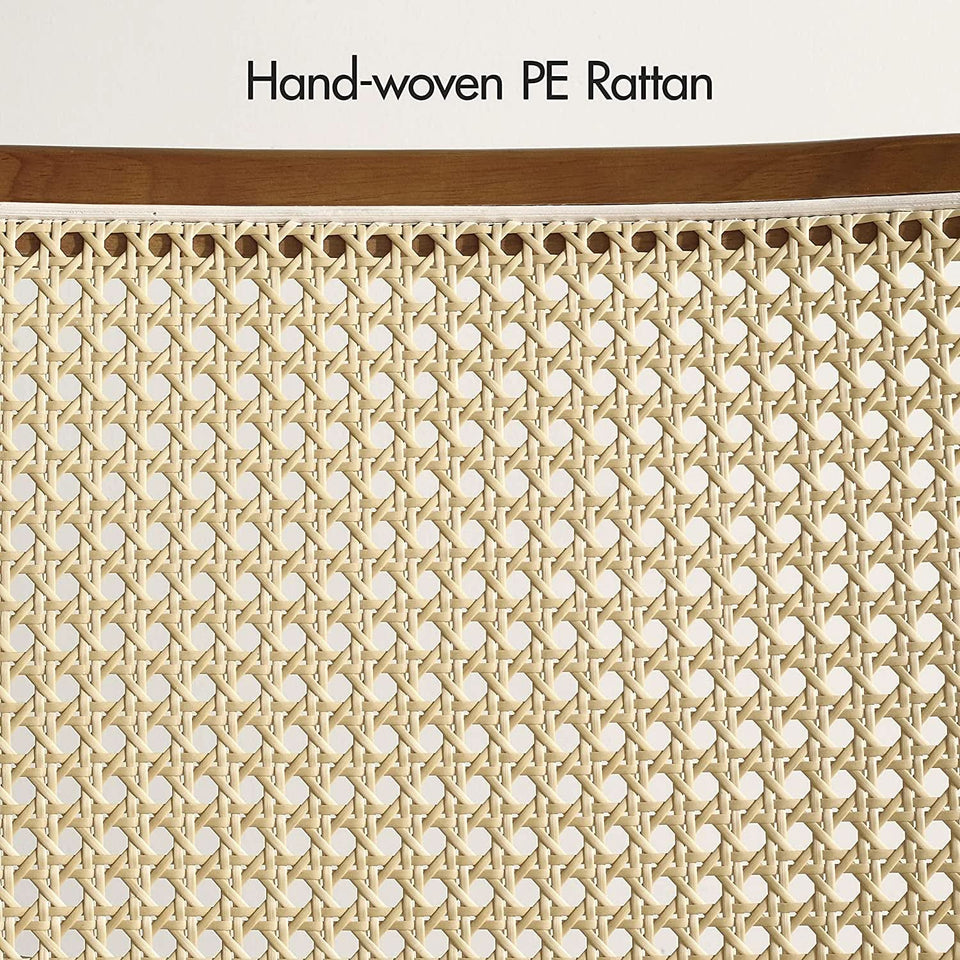 Rattan Dining Chairs Set Of 2 With PU Leather Cushions