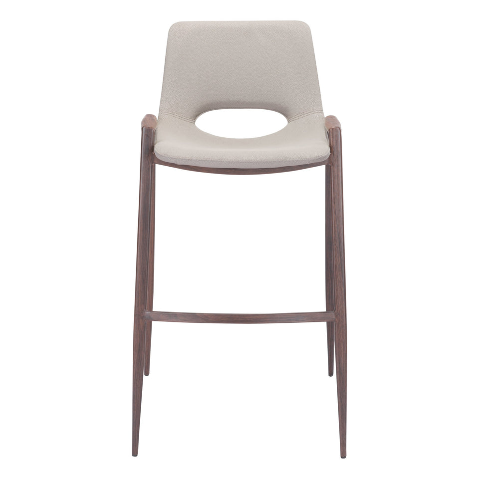Desi Barstool (Set of 2) Beige & Walnut